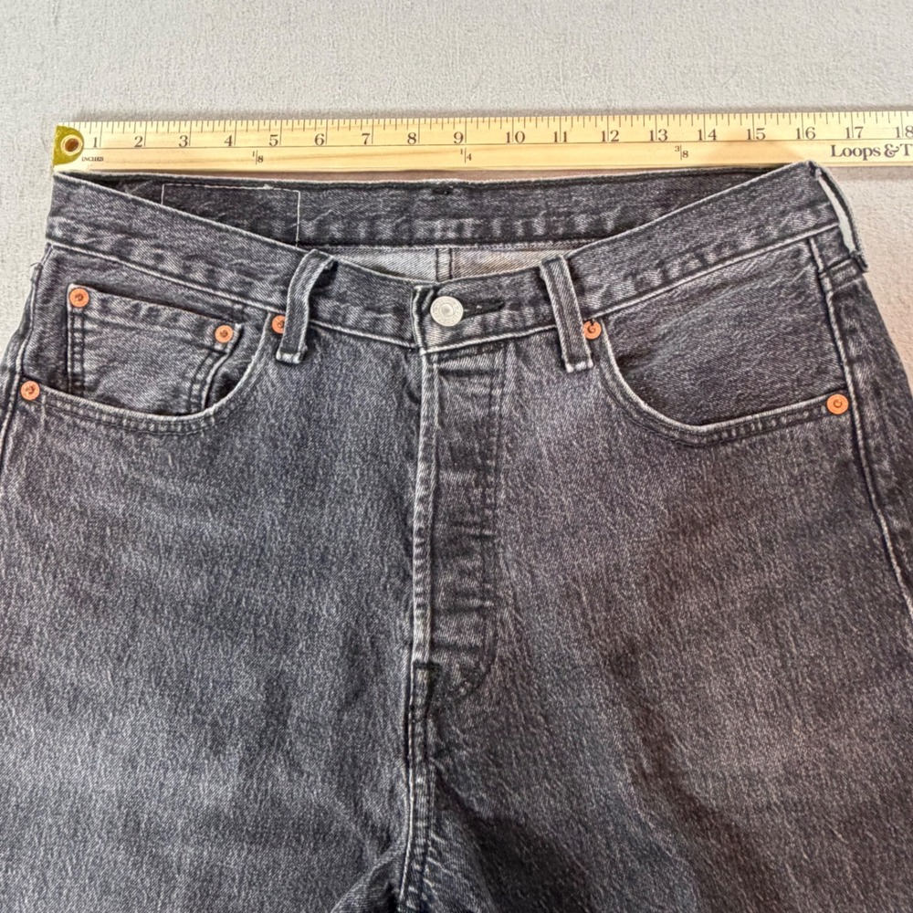 Levi's 501 '93 Straight Jeans Mens 32x32 Washed Black Button Fly Denim - Picture 8 of 12